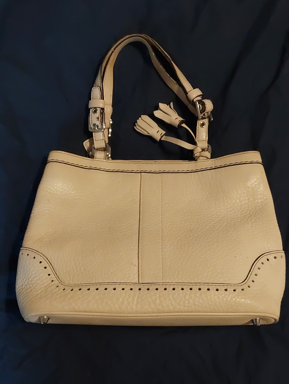 Vintage Coach Hamptons Pebbled Leather Tassel Satchel